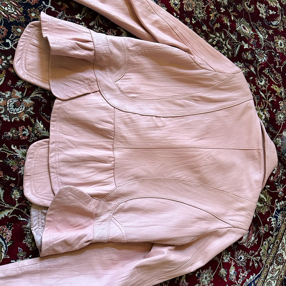 Cache Designer Baby Pink Soft Leather Jacket - Size 6 - Gem